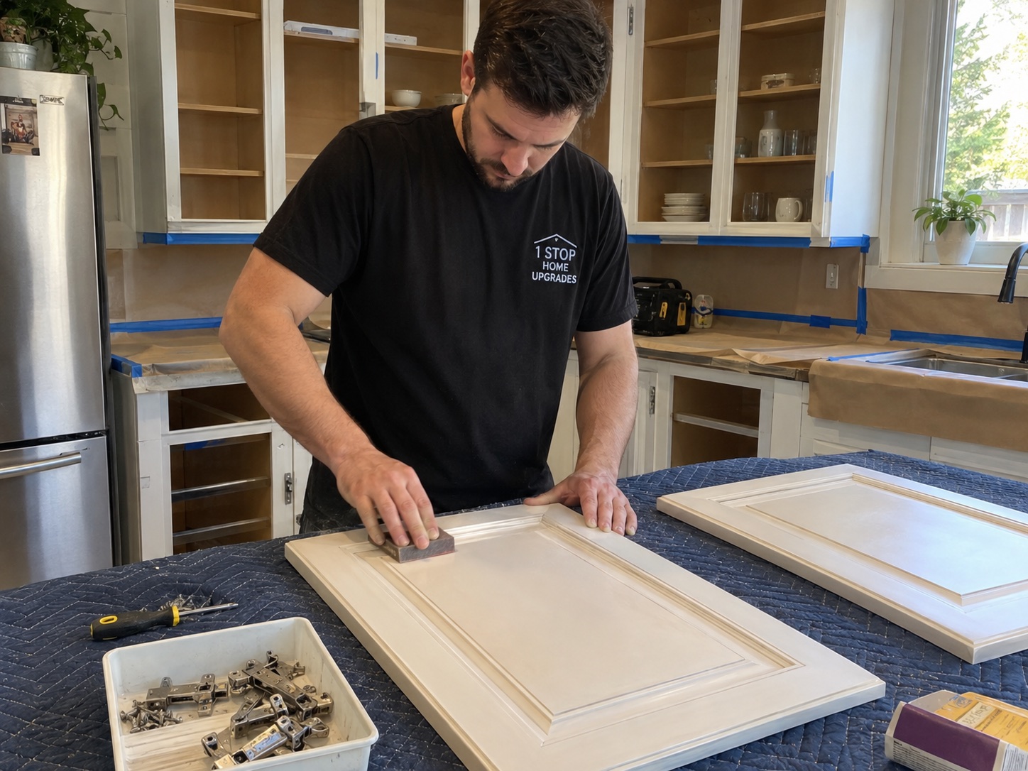 Illustrative scene of cabinet preparation