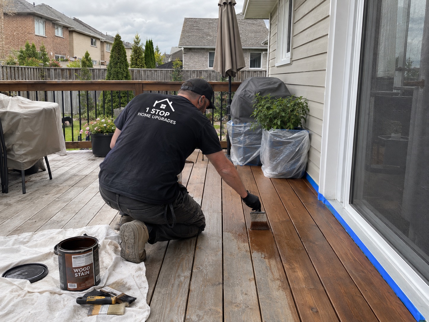 Illustrative scene of deck staining