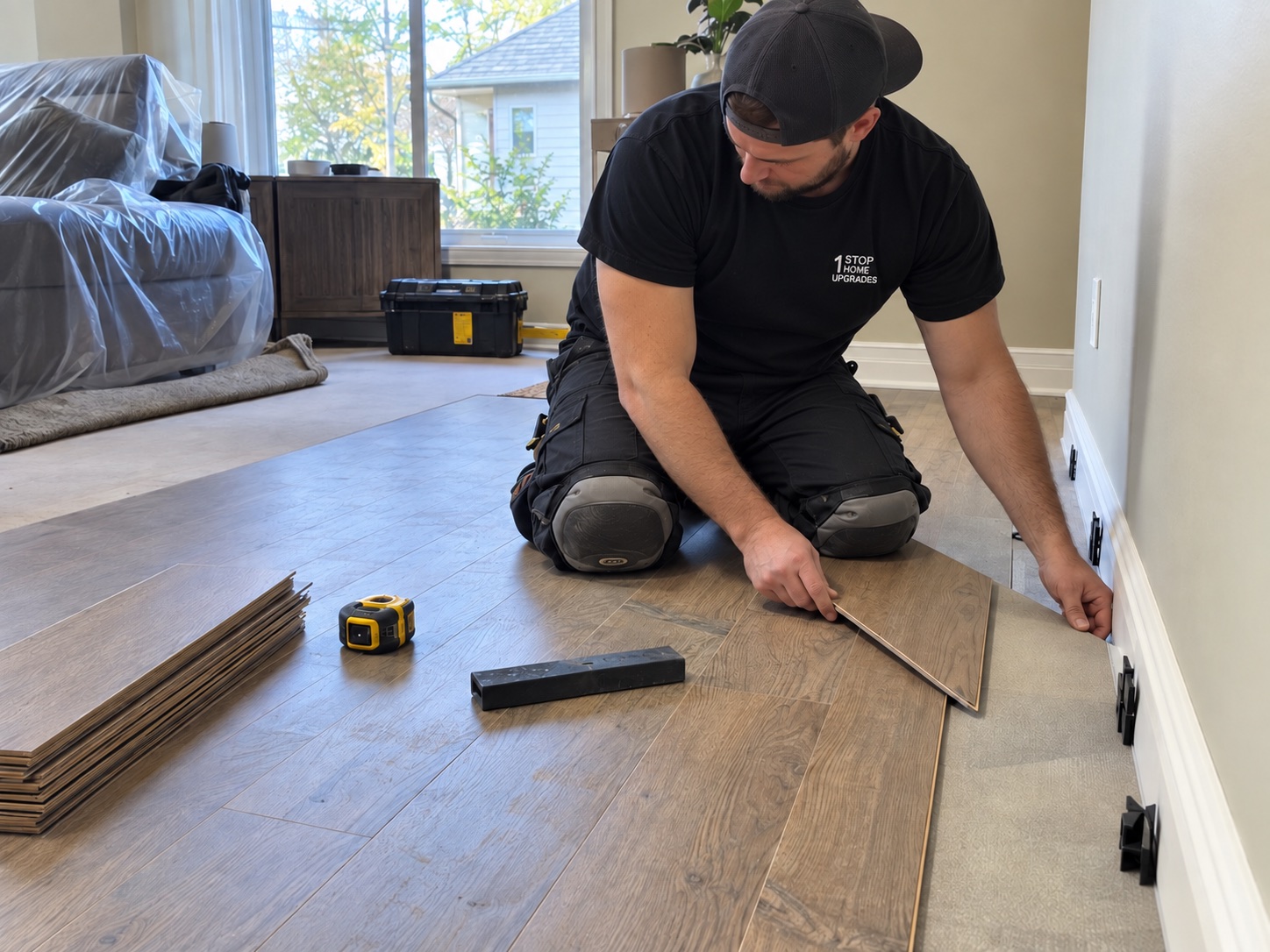 Illustrative scene of flooring installation